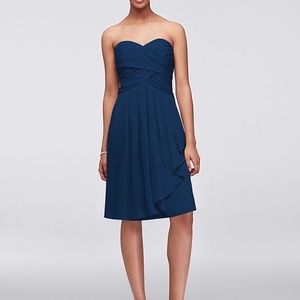 Short Crinkle Chiffon Dress with Front Cascade